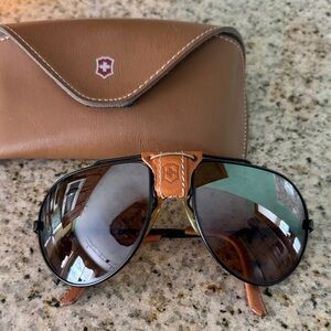 Swiss Army Black and Brown Aviator Sunglasses